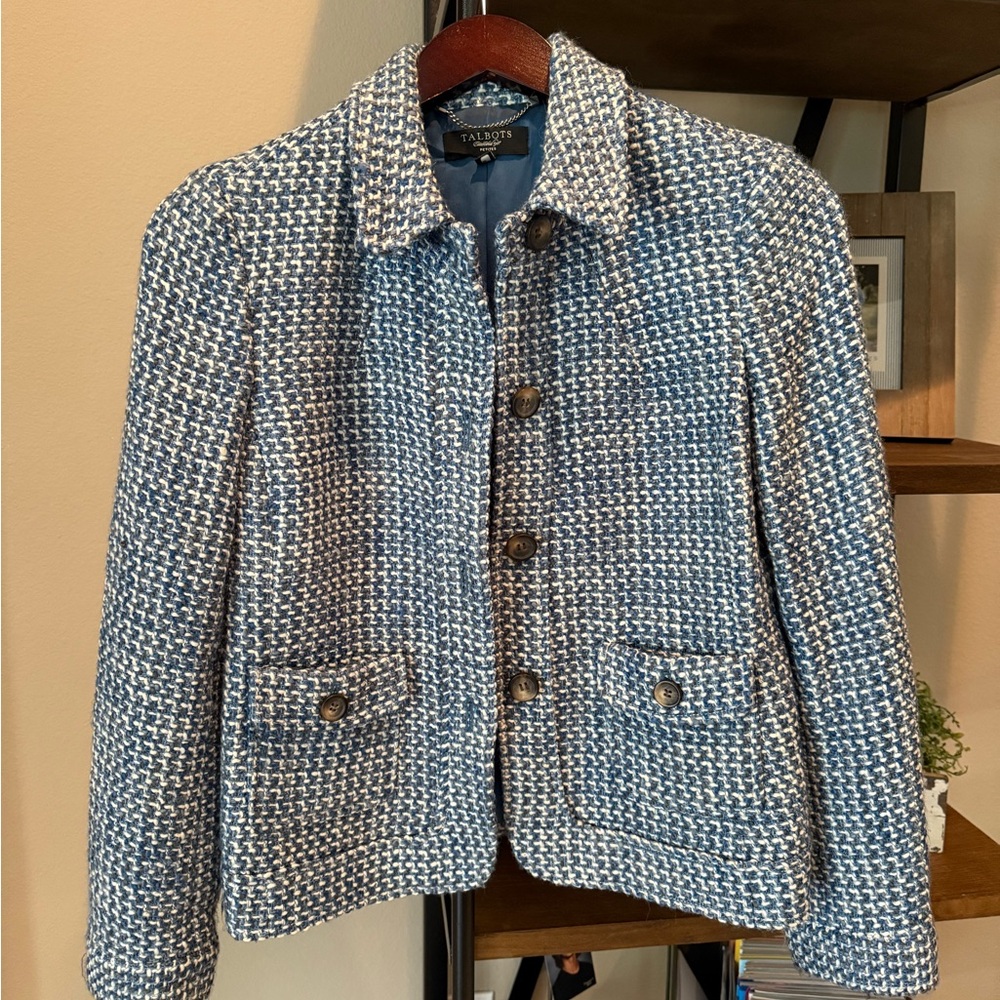 Talbots Petite Blue Tweed Women's Jacket